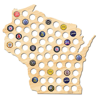 Wisconsin Beer Cap Map - Large